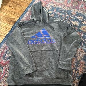 Adidas Climawarm Men's Gray Hoodie with Blue/ Orange Logo | XL